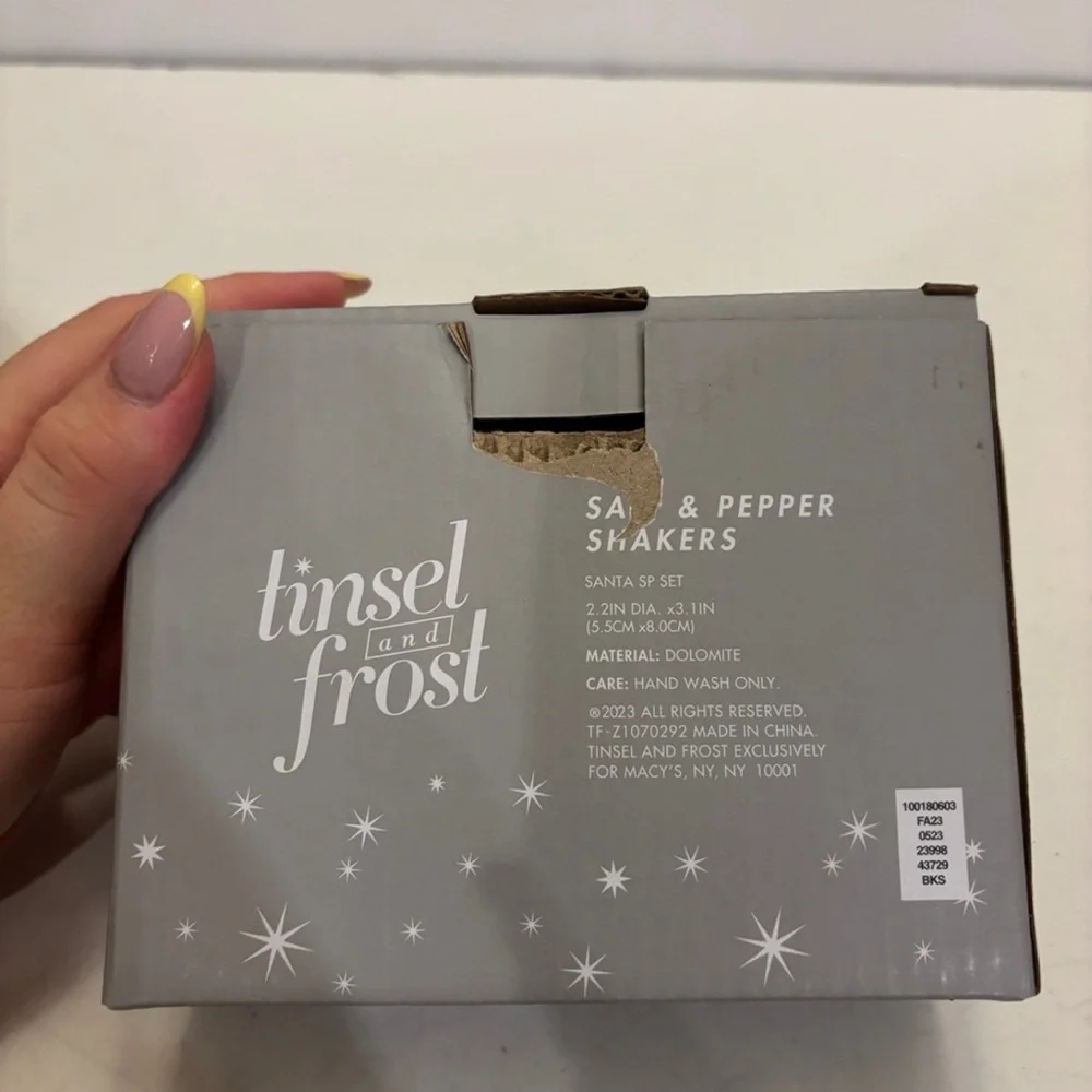 tinsel and frost sand set salt and pepper shakers with box